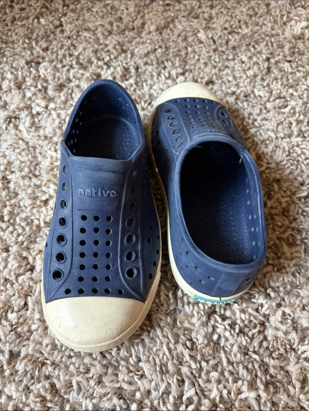 Native Kids Navy Blue and White Water Shoes